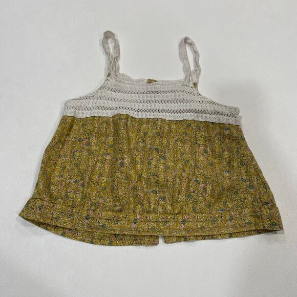 Universal Thread Yellow Floral Crochet Lace Tank Top Size M Medium Boho - Picture 2 of 5